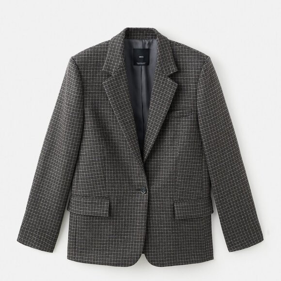 Mango Jackets & Blazers - MANGO - Wool check blazer grey - M - Woman